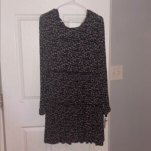 Knox Rose Black, White and Pink Long Sleeve Midi Floral Dress